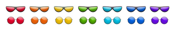 圆形多色太阳镜3d设置夏季图片下载