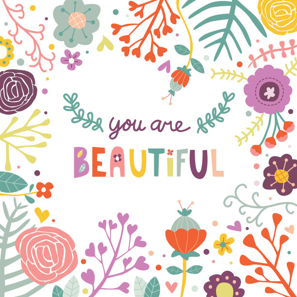 你是美丽的贺卡可爱的花涂鸦图片下载