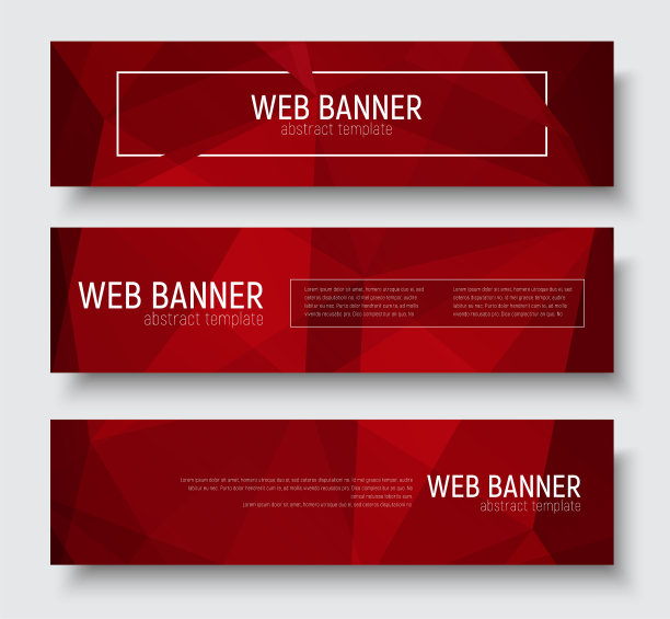 一套水平的网页横幅与抽象的红色图片下载