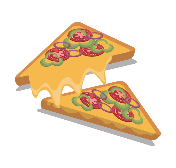 披萨快餐设计孤立图片下载