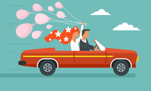 蜜月概念旗帜平风格图片下载