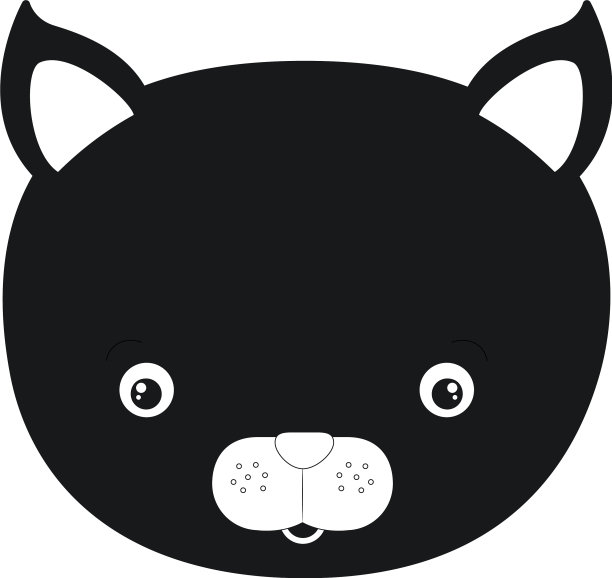 素描剪影单色漫画脸猫图片下载