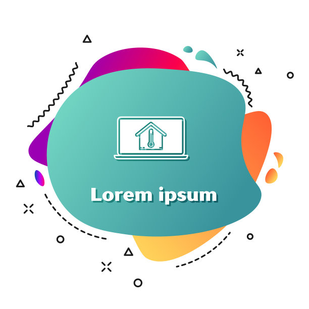 白色笔记本电脑与室内温度图标隔离图片下载