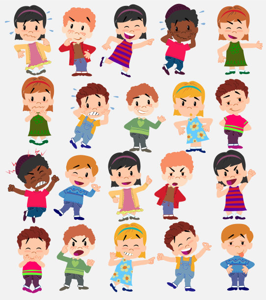 卡通人物男孩和女孩设置图片下载