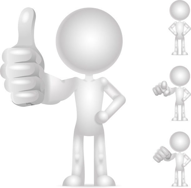 人物3d空白拳头指向手指拇指向上图片下载