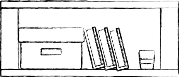 图办公用木架装书和箱子图片下载