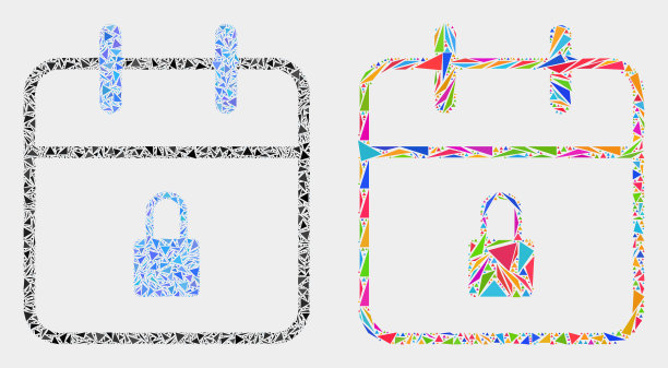 锁日历页马赛克图标三角形图片下载