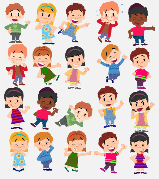 卡通人物男孩和女孩设置图片下载