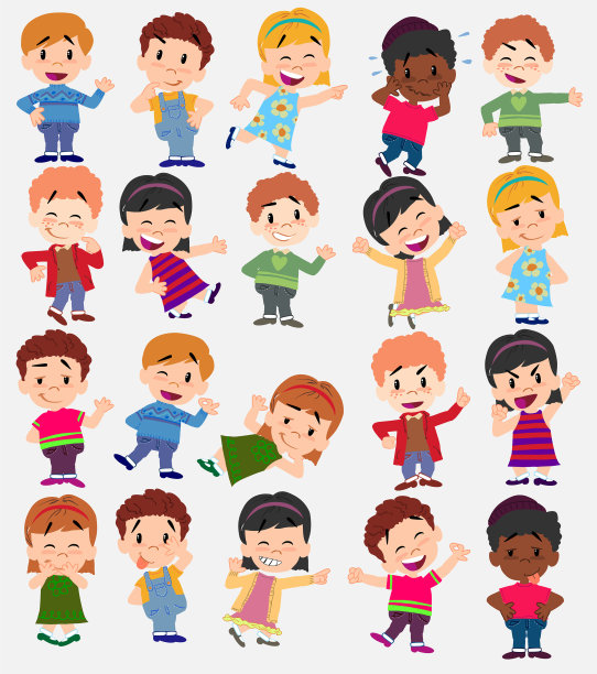 卡通人物男孩和女孩设置图片下载