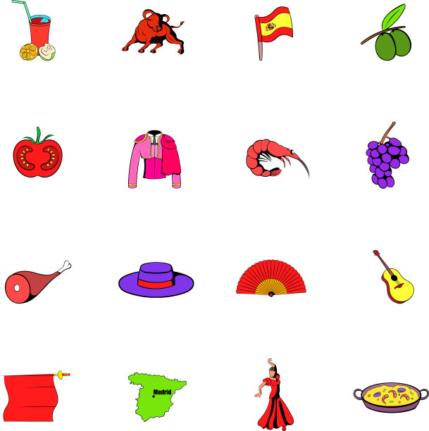 西班牙图标套装卡通图片下载