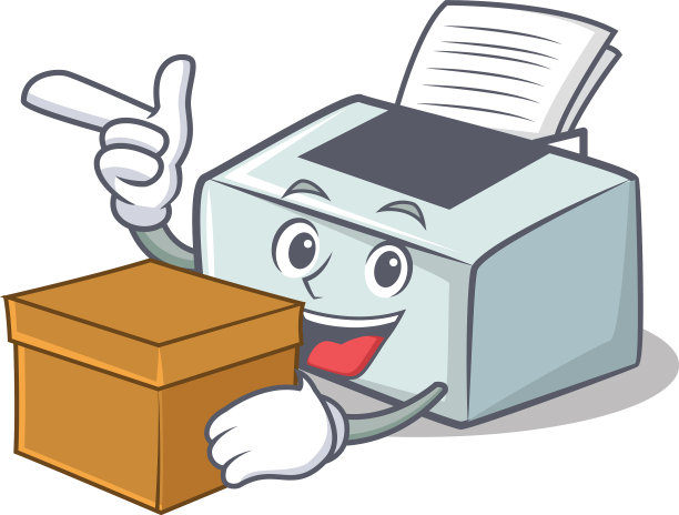 具有框式打印机人物卡通风格图片下载