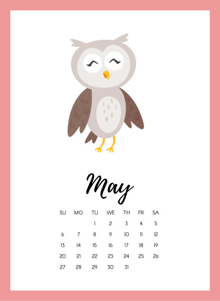 2018年5月日历页图片下载