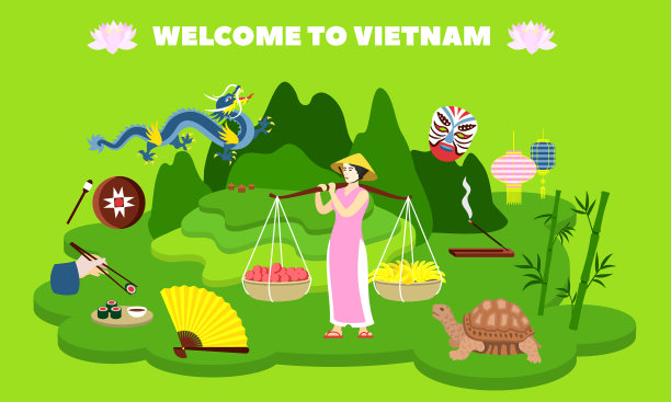 欢迎来到越南国家概念横幅平坦图片下载