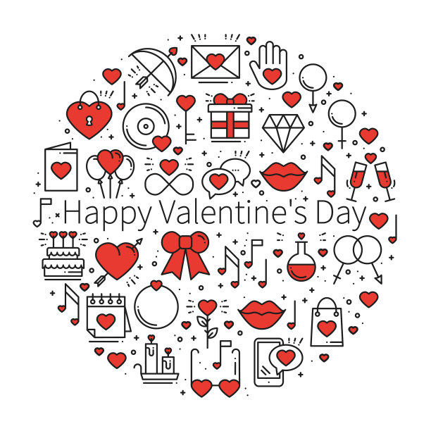 用爱的符号圈出爱的线条风格图片下载