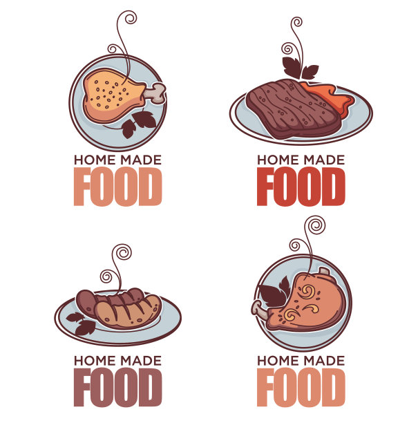 自制食物涂鸦肉线性涂鸦标志图片下载