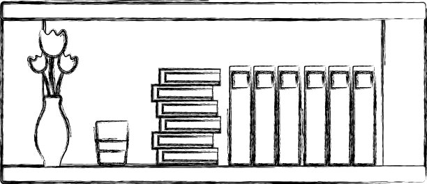 图办公书架与书籍和文件夹图片下载