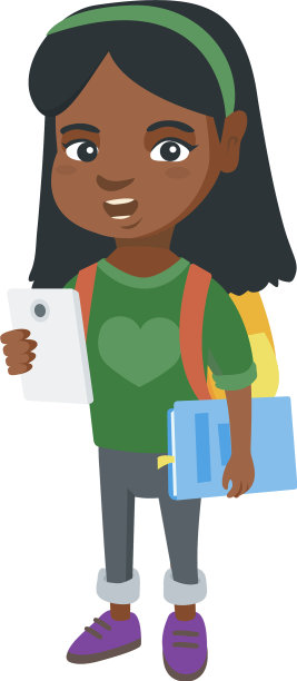 拿着手机和课本的非洲女学生图片下载