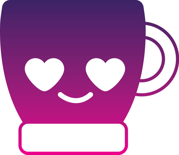 剪影咖啡杯在爱卡哇伊卡通图片下载