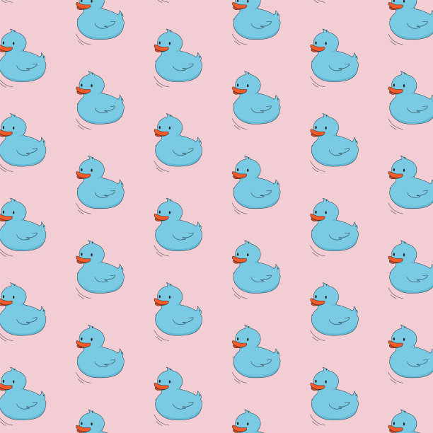 蓝色的鸭子在粉红色的背景概念可爱的卡通图片下载