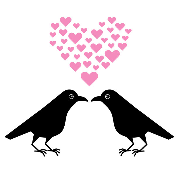 两只有趣的乌鸦，一位绅士勾引一位女士图片下载
