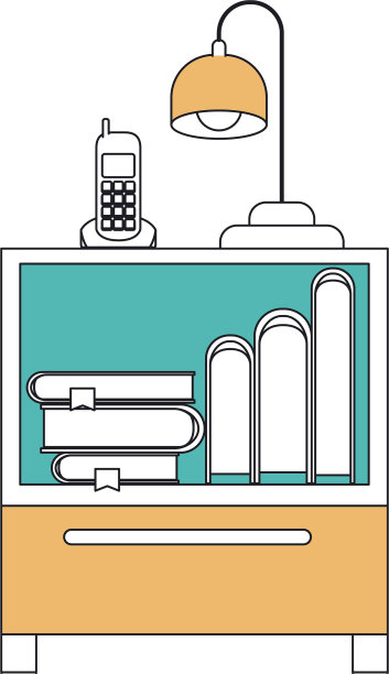 床头柜配剪影色图片下载