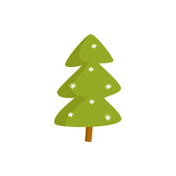 平坦的冬季云杉与雪花图片下载