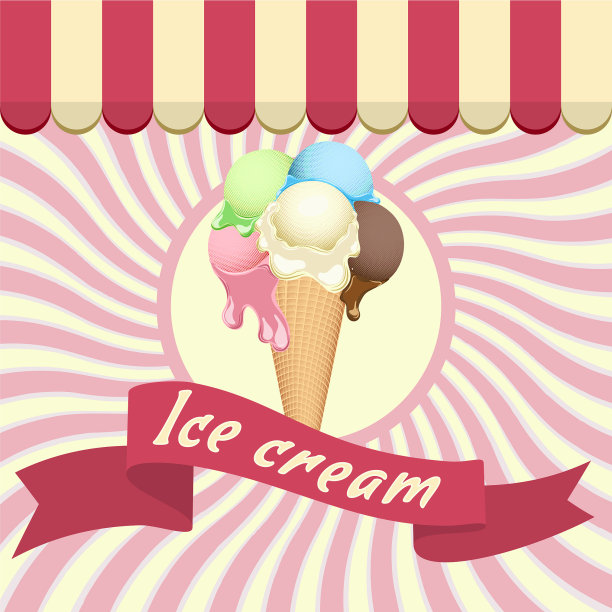 多色海报华夫筒冰淇淋图片下载