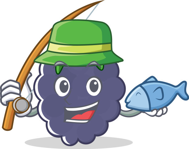 钓鱼黑莓卡通风格的人物图片下载