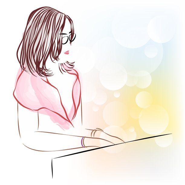 线条艺术美丽的女性弹钢琴图片下载