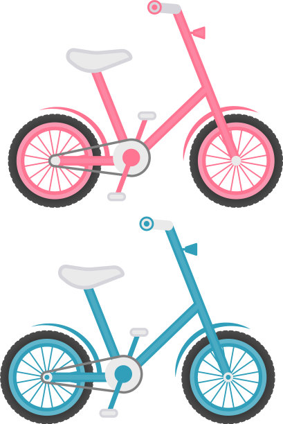 一组两个孩子自行车孤立在一个白色图片下载