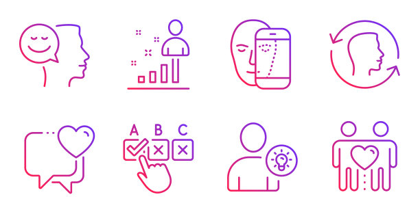 好心情用户想法和面部生物特征图标集图片下载