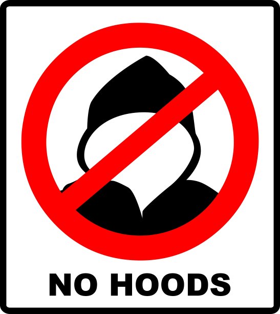 这个警示牌下不准戴兜帽图片下载