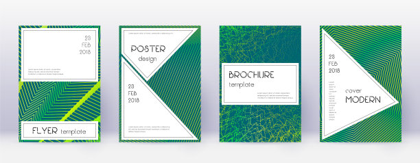 时尚的宣传册设计模板集绿色抽象图片下载