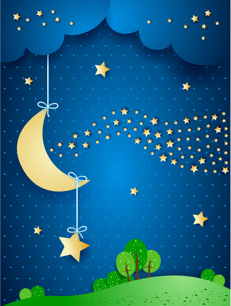 夜晚的梦幻风景，星光闪烁图片下载