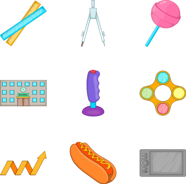 休息为学生图标设置卡通风格图片下载