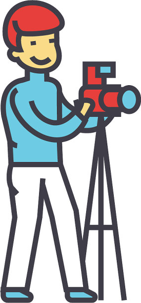 摄影师与相机和三脚架照相馆图片下载