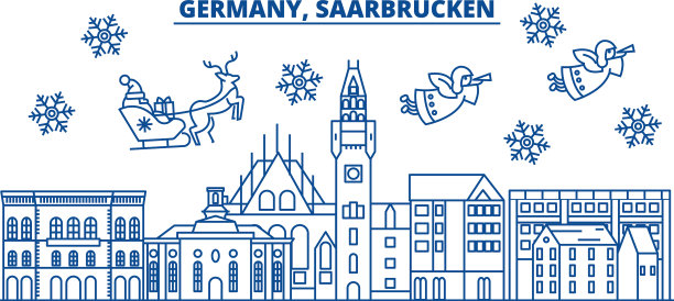 德国萨尔布吕肯冬季城市天际线欢快图片下载