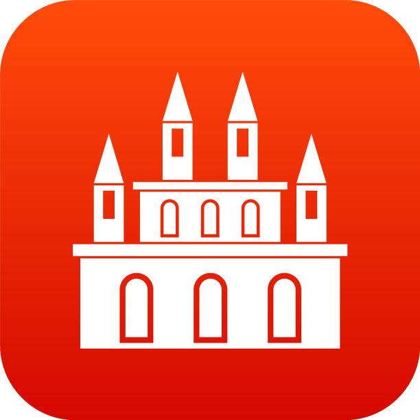 中世纪城堡图标数字红色图片下载
