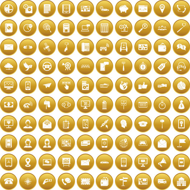 100个智能手机图标成为黄金图片下载