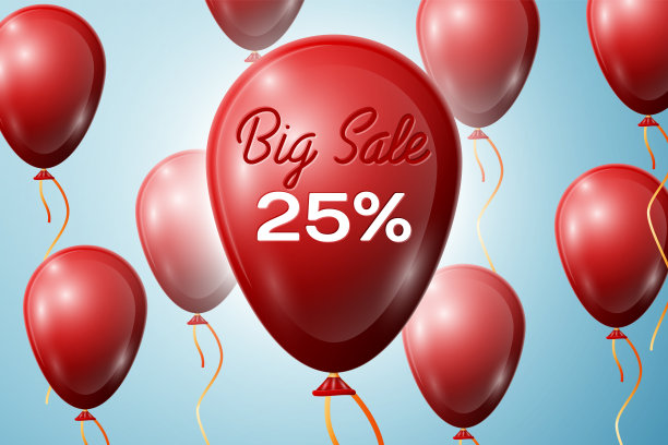 上面写着“大减价”的红色气球二十个图片下载