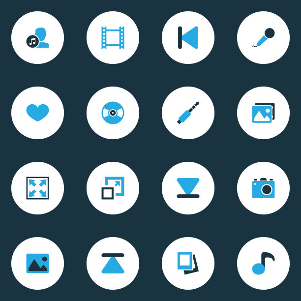 媒体彩色图标集合弹出图片下载