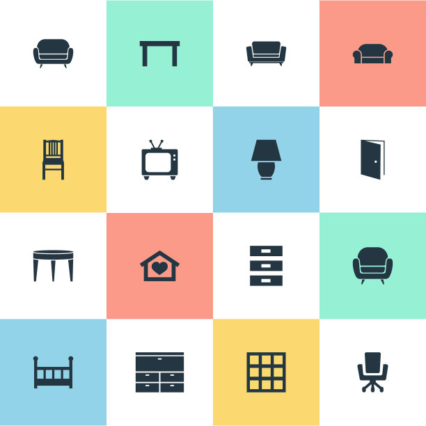 一套简单的家具图标图片下载