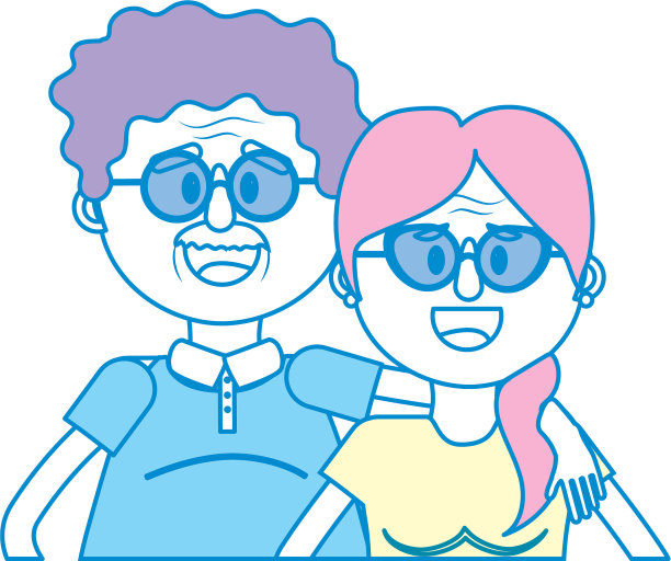 留着发型，戴着眼镜的老夫妇图片下载