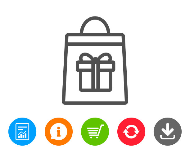 购物袋与礼盒线图标图片下载