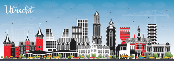 荷兰乌得勒支城市天际线的颜色图片下载