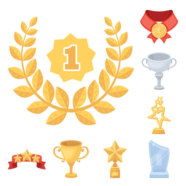 奖项和奖杯卡通图标在集图片下载
