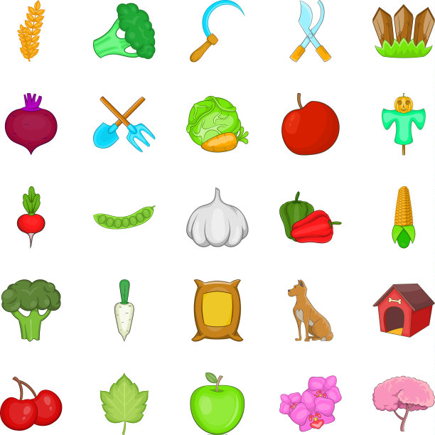 农作物图标设置卡通风格图片下载