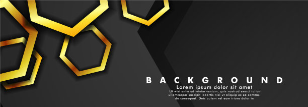 设置旗帜与六边形金色和黑色图片下载