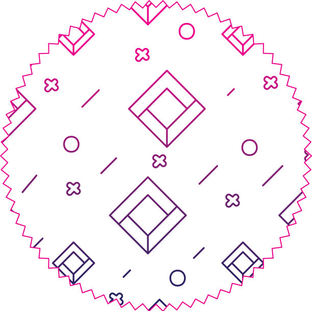 彩色线圈与几何抽象图形图片下载