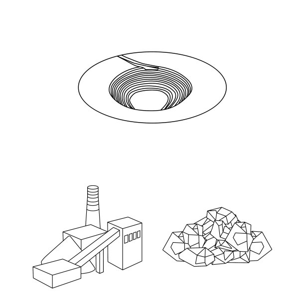 采矿业在集合中概述图标图片下载